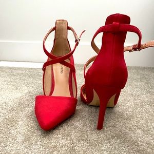 Red strapped heels